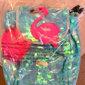 Sea foam sequin small flamingo backpack